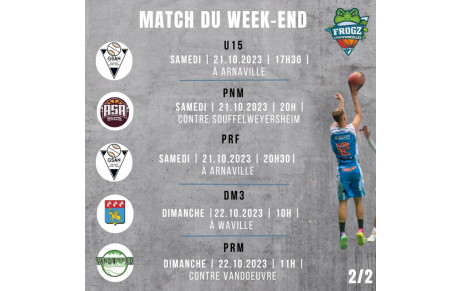 Matchs du Week-end du 21/22 octobre 